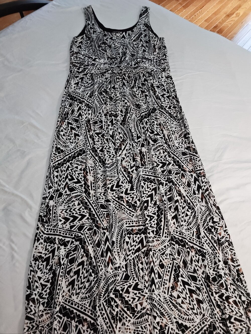 Cable & Gauge Black, White, Brown Print Tank Top Maxi Dress, Size L